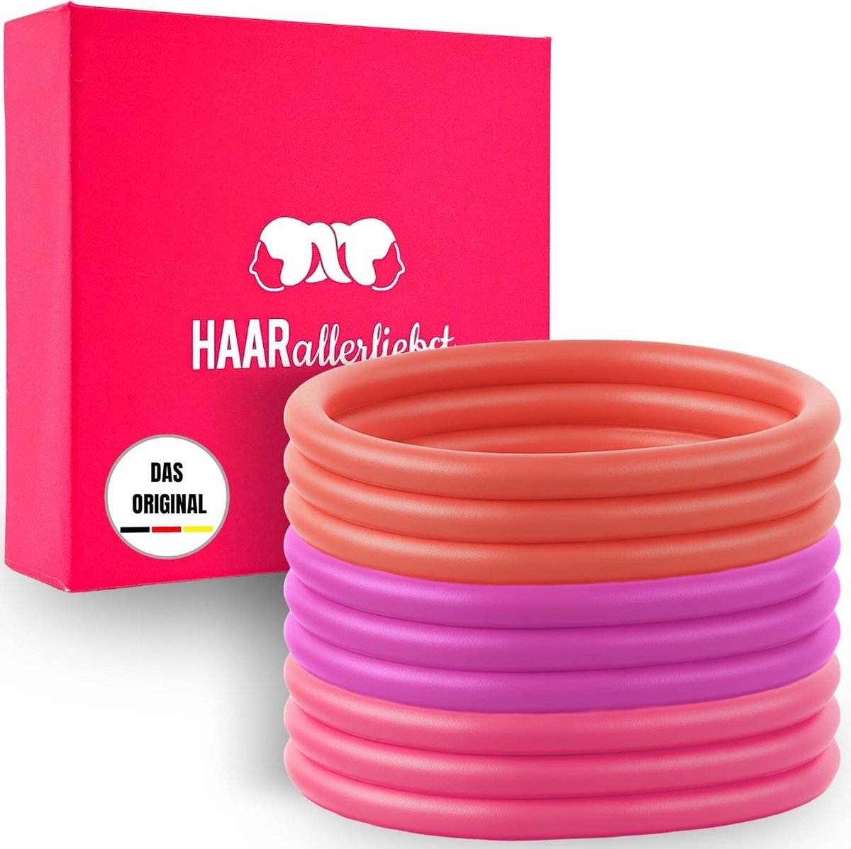Siliconen Haarkoordset - Roze/Koraal/Bordeaux - Ultra Sterke Grip - Inclusief Opbergdoos - Voor Dames en Heren