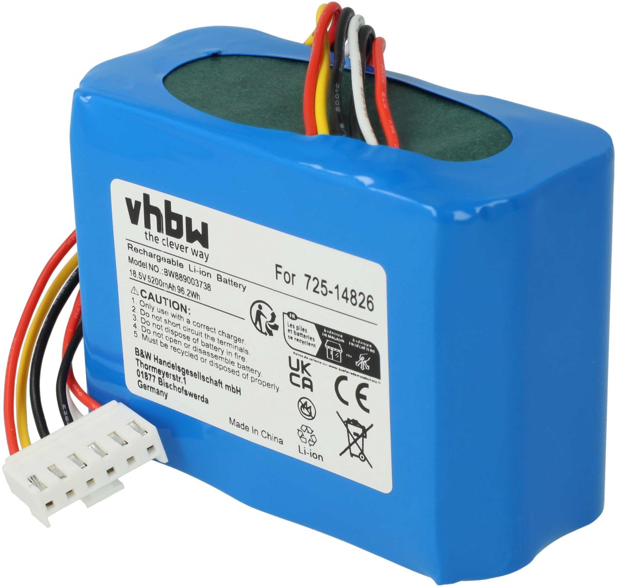 vhbw-vervangingsbatterij voor Cub Cadet 725-14826, 725-14827, 725-18426, 753-11203, 753-11204 robotmaaiers (5200 mAh 18,5 V Li-ion)