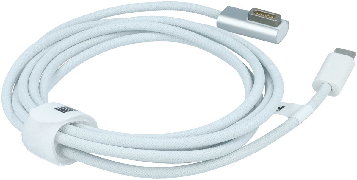 vhbw USB Type-C naar MagSafe 1 adapterkabel compatibel met Apple MB991CH/A, MB990LL/A, MB991LL/A notebooks en laptops - 14,6 cm, 100 W, nylon gevlochten