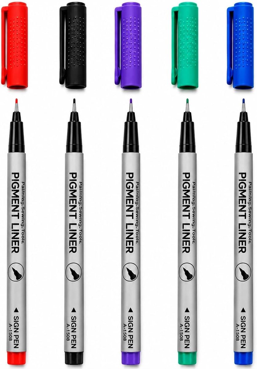SnelShoppen - 5 Fineliner Pennen 0,5 mm Naaldpunt - Ideaal voor Bullet Journaling, Planners, Schetsen, Kalligrafie, Notities - Veegbestendig en Nauwke