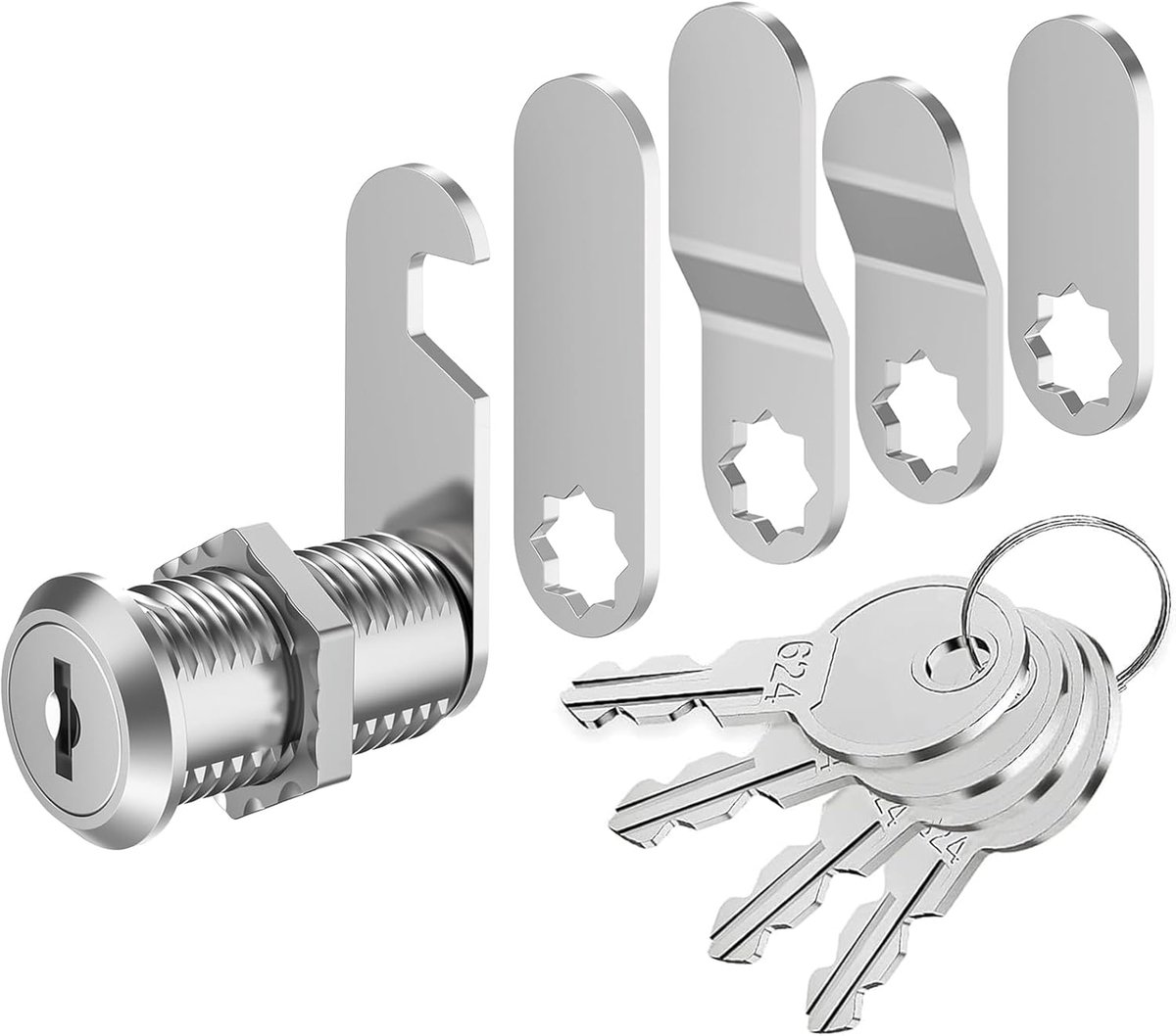SnelShoppen - Letter Box Lock met 4 Sleutels, Inclusief 5 Verschillende Lock Plates, 30 mm Mailbox Lock, 18 mm Diameter Kastslot, Vergrendelingsslot v