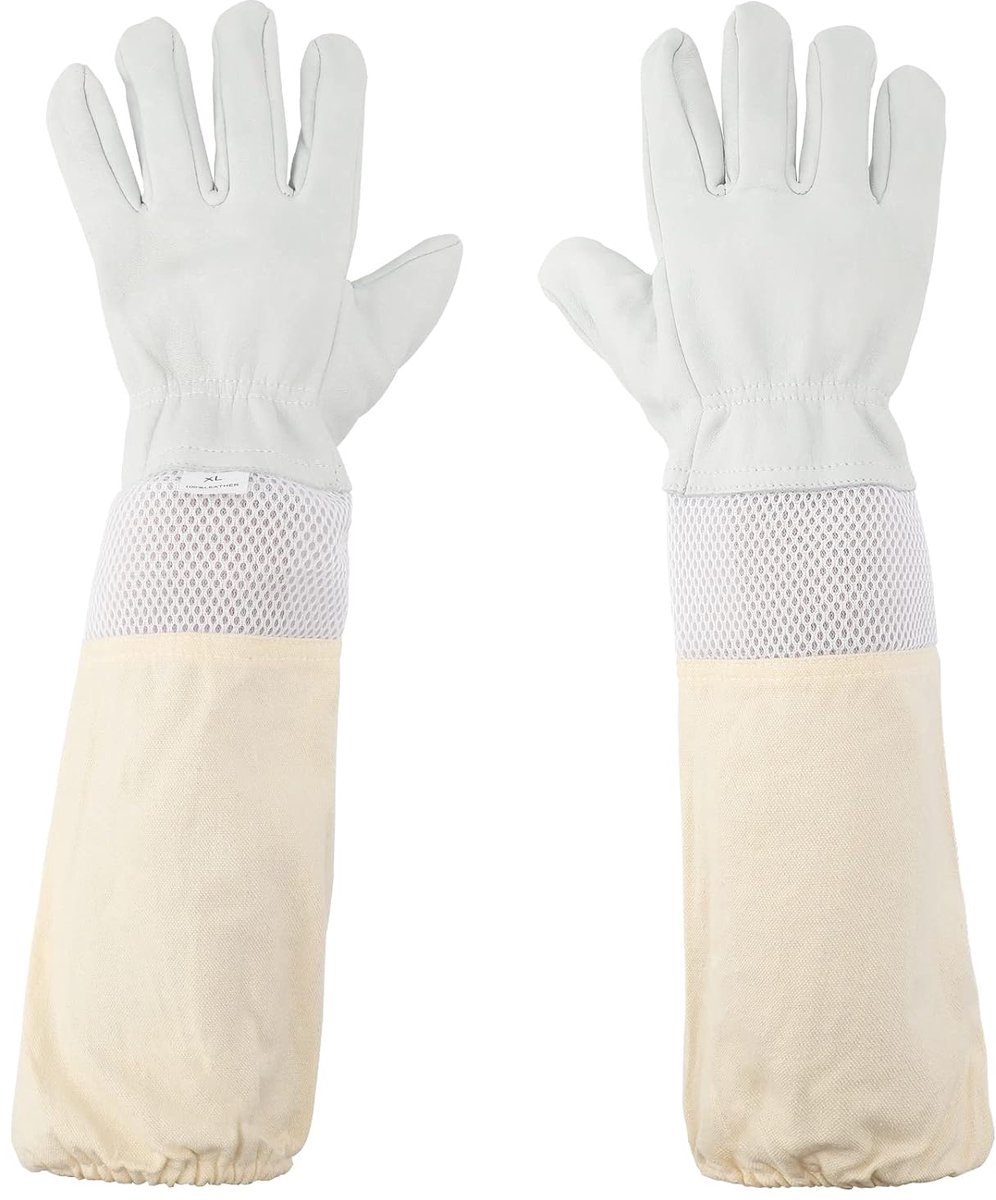 SnelShoppen - Beekeeping Gloves Wit - Bijenhouderij Handschoenen - Veilig en Comfortabel - Bescherming voor Imkers - Lange Mouwen - Maat L/XL