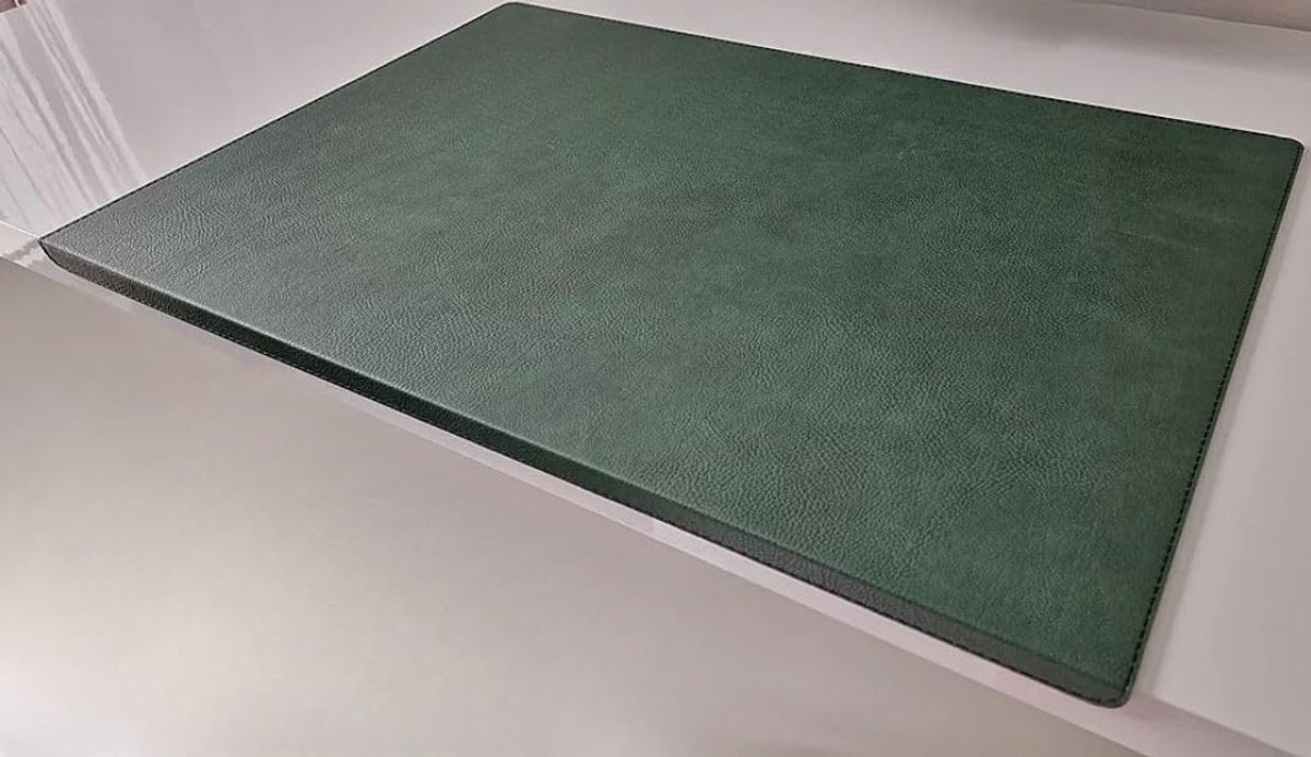 SnelShoppen - Hoek bureau pad met randbescherming, enkel leder, 3 maten en 7 kleuren (groen, 90cm x 48cm) - Perfect voor kantoor & thuiswerk
