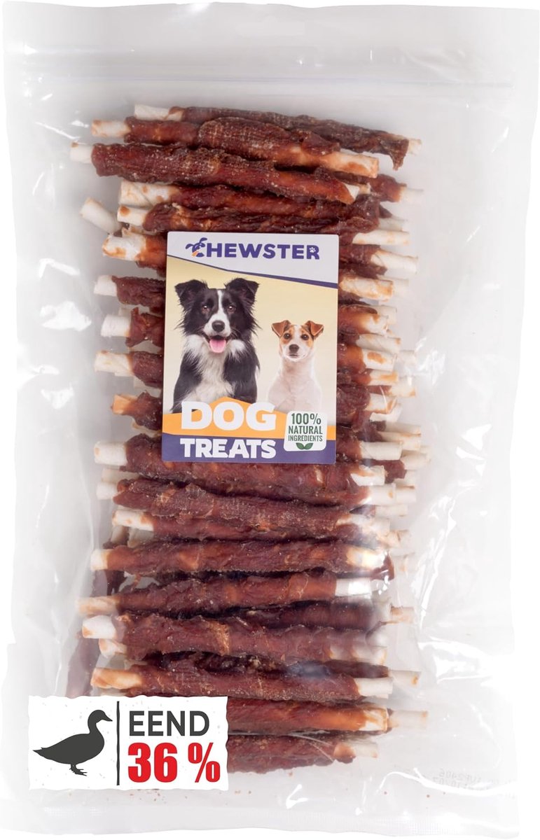 SnelShoppen - Dog Chews met Eend - Natuurlijke Hondensnacks - Verpakking van 85 Stukken (800g) - Rijk aan Eiwitten - Gezonde Tandverzorging