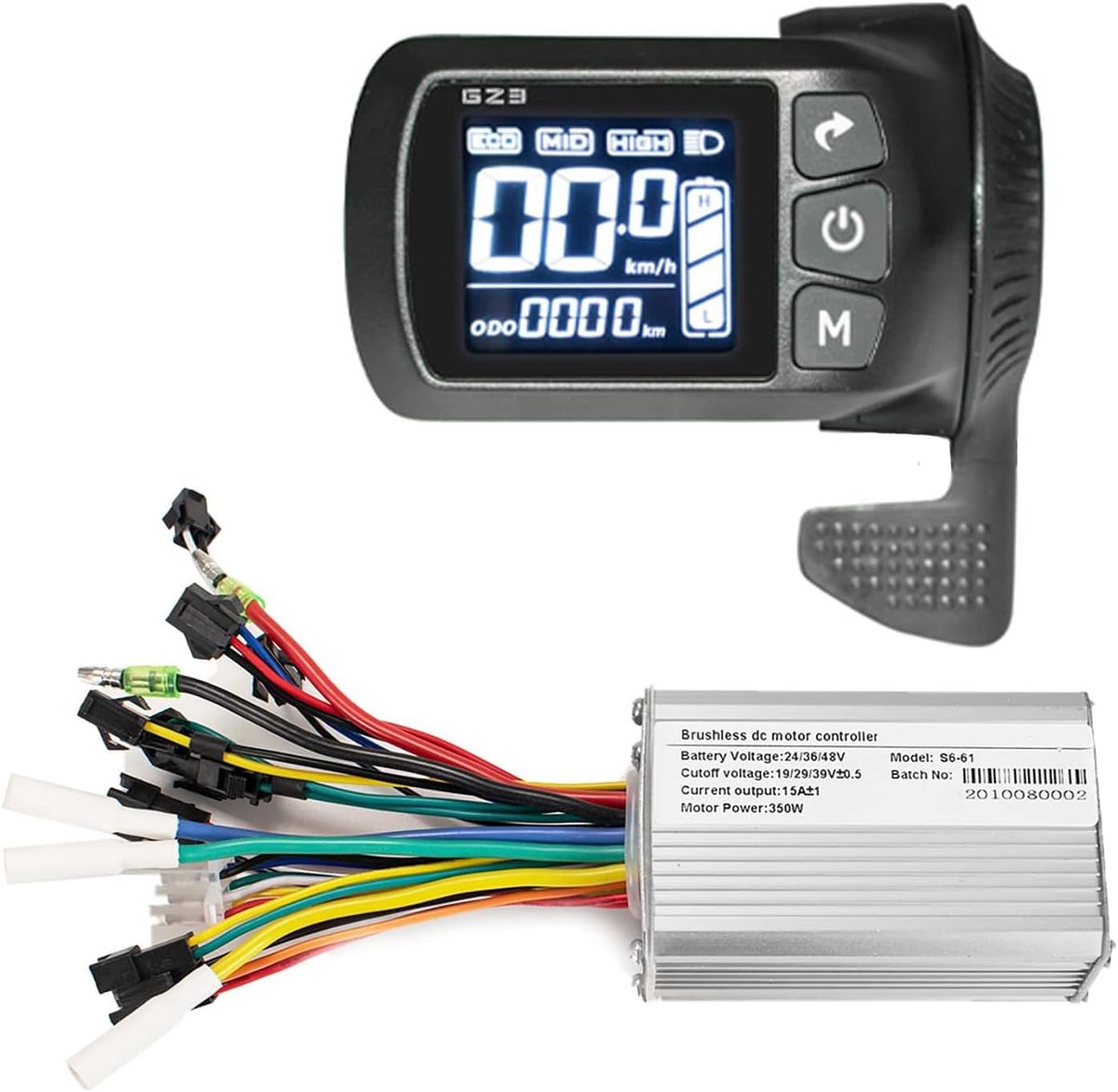 SnelShoppen - Elektrische Scooter Controller Kit 24-48V met LCD Display, 350W Brushless Motor Controller voor E-bike en Scooter, Hoogwaardige Metaalbe