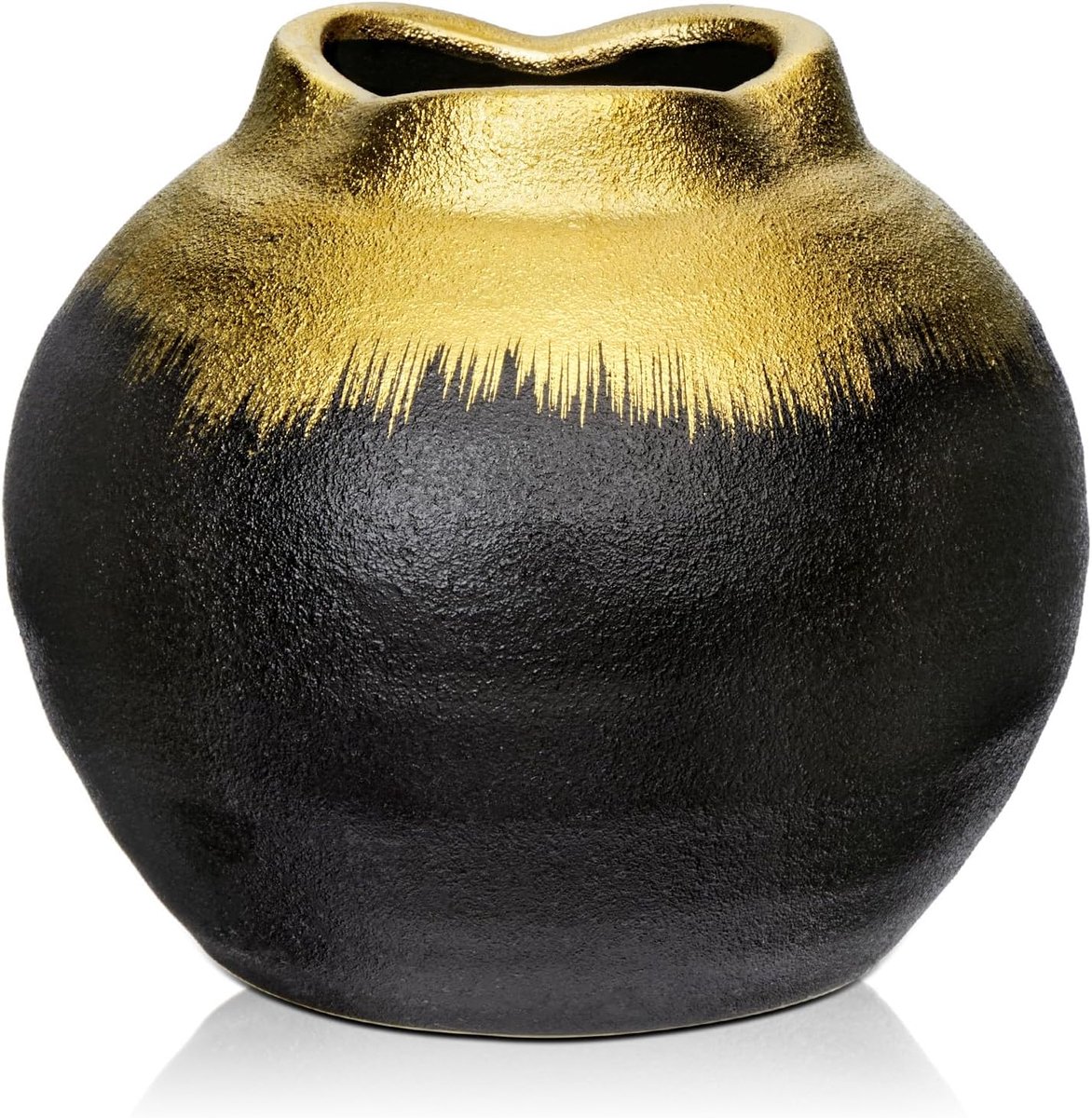 SnelShoppen - Gold Ceramic Vase voor Bloemdecoratie, Handgemaakte Vintage Keramische Tafelvaas, Moderne Bloemenvase voor Woonkamer, Thuiswerkplek, Pam