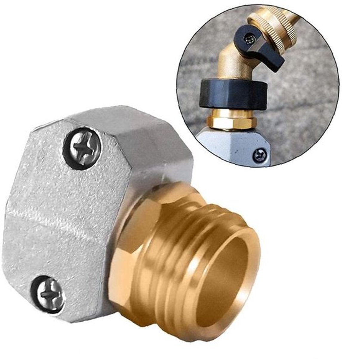 Tuinslang Reparatie 2 Stuks - Mannelijke Slang End - Zink/Aluminium Connector - Schroefdraad Ontwerp - Eenvoudig Te Monteren - Slangconnector