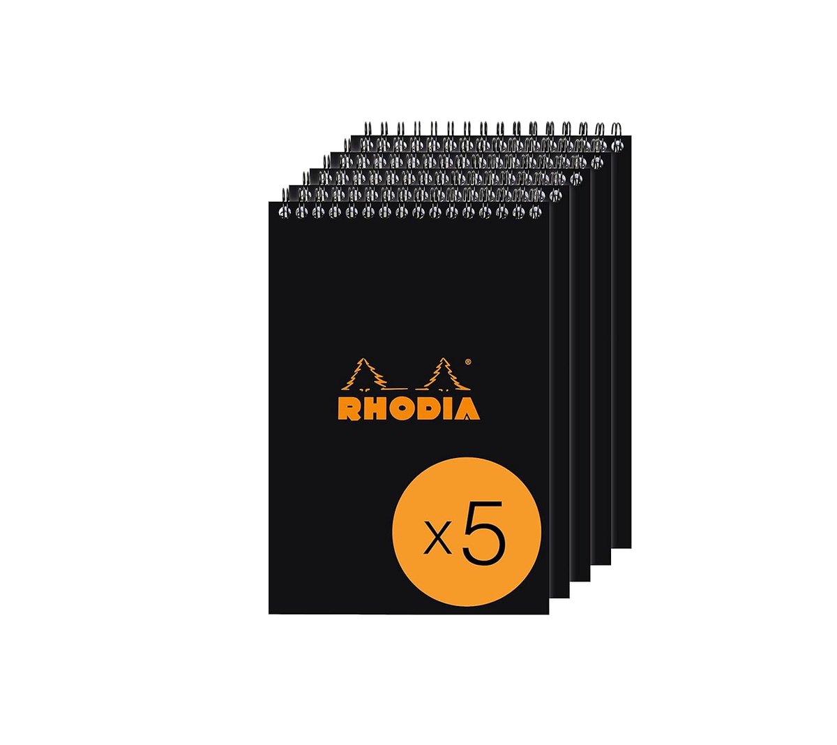 SnelShoppen - Spiral Notepad A5 - Lined Notitieboek - 80 Scheuren - Clairefontaine Wit Papier 80g/m² - Zwarte Coated Kartonnen Kaft - 5 Stuks