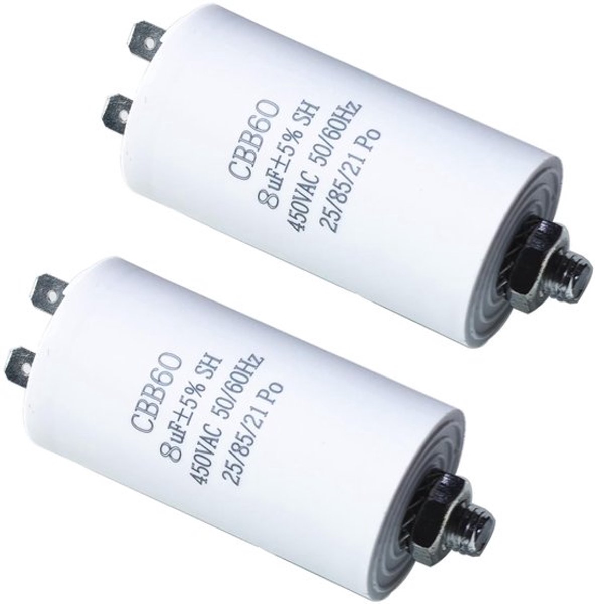 2 Stuks Motorcondensator 8µF 450V voor Starttoepassingen