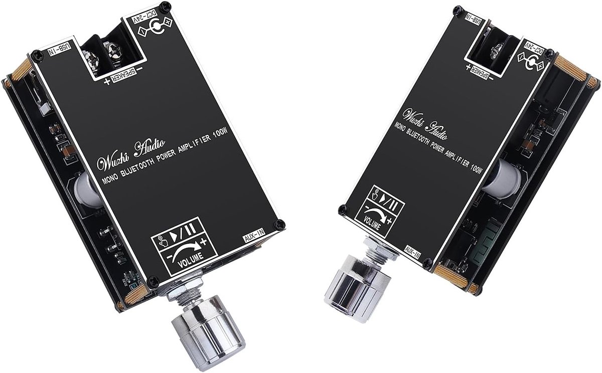 SnelShoppen - HiFi Bluetooth Versterker 100W Mini TWS Mono Audio Amplifier Module met AUX/USB Ingang - DC 7-24V DIY Speaker Kit (2PCS)