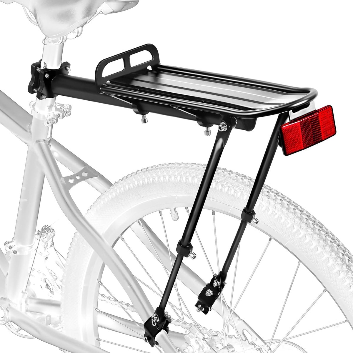 SnelShoppen - Achterste Fietsenrek Aluminium Cargo Rack - Lichtgewicht Fietsdrager voor Volle Fietstassen, Geschikt voor Dagelijks Gebruik, Camping en