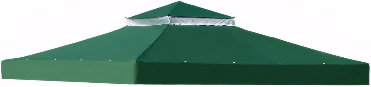 SnelShoppen - Vervangende Gazebo Dak Waterdicht met Ademend Gaas UV Bestendig Dubbele Daken Constructie met Afvoergaten 3x3 m Groen Ideaal voor Tuin F