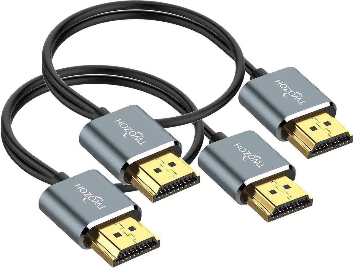 SnelShoppen - Flexibele en Dunne HDMI Kabel 1.5M 2-Pack, Ultra Dun HDMI Kabel Ondersteunt High Speed 4K@60Hz 18Gbps voor TV, Laptop en Gaming
