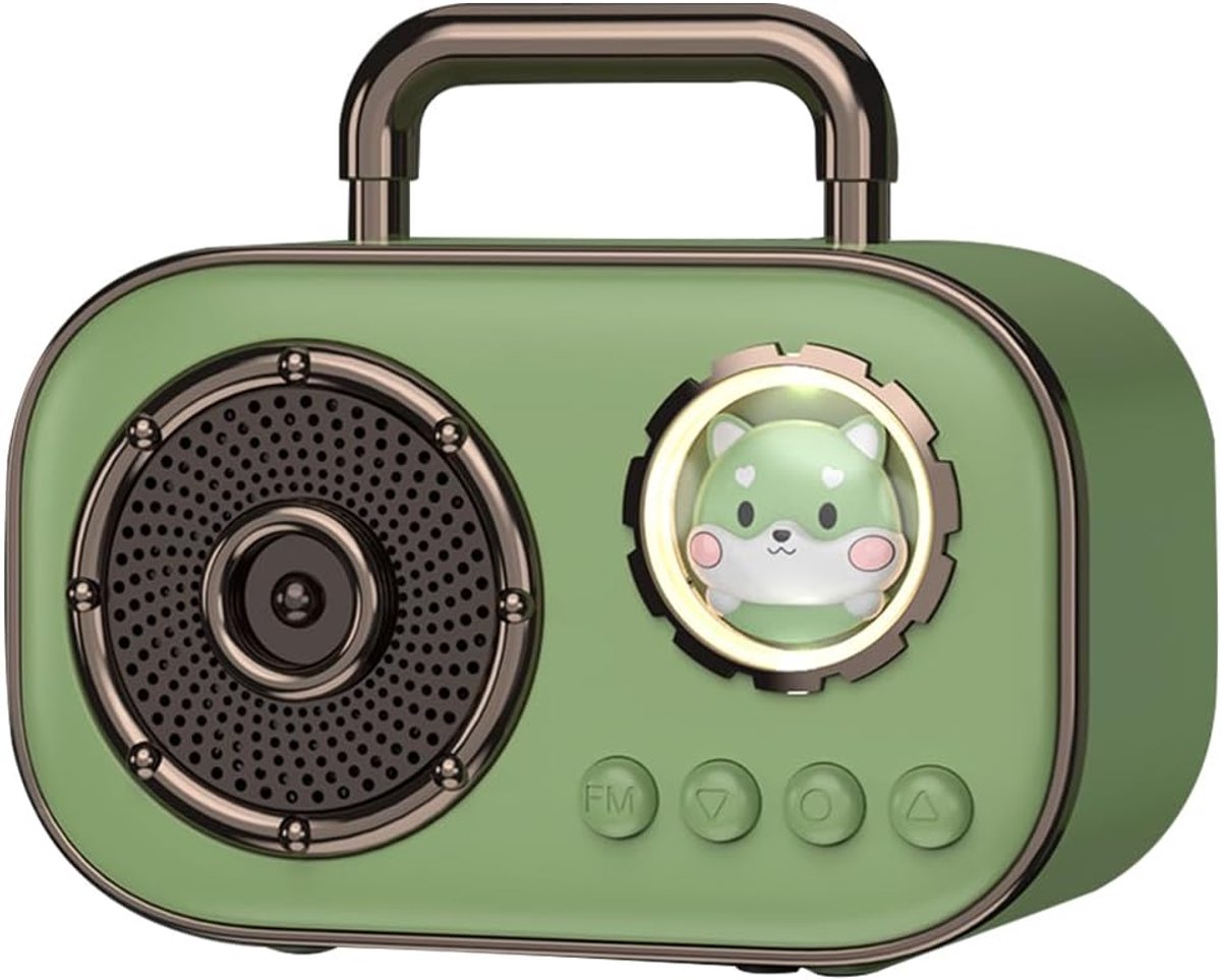 Wireless Bluetooth Speaker, Cute Mini Portable Speaker, Loud Sound,4H Playtime, Mic,TF/SD Card, Aux Line,Water-Proof for geschikt voor iOS Android Smartphone Home Gift Ideas White（groente）