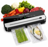 Vacuumeermachine 6-in-1 voor Nat en Droog Voedsel - 75 kPa Foodsaver met Touchscreen en RVS Voorpaneel - Inclusief 10 Vacuumzakken - Zwart