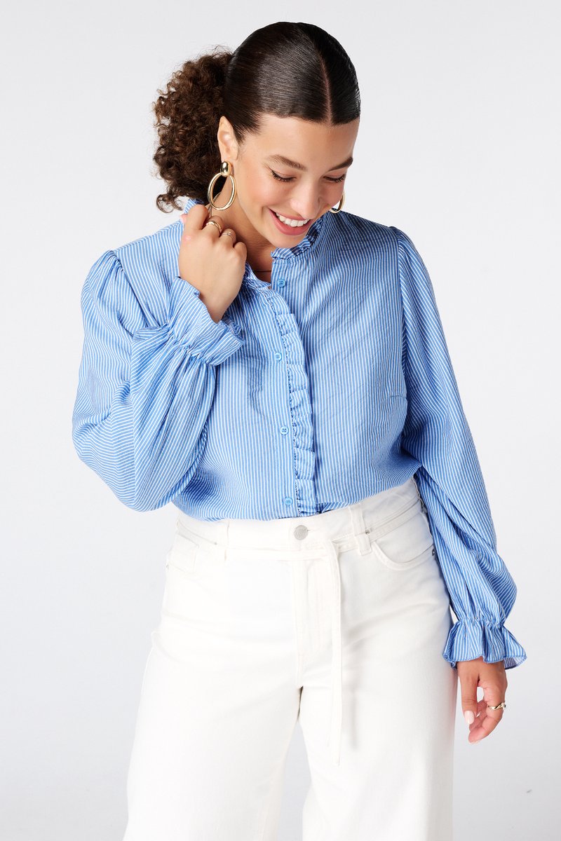 MS Mode Blouse Gestreepte blouse met volants
