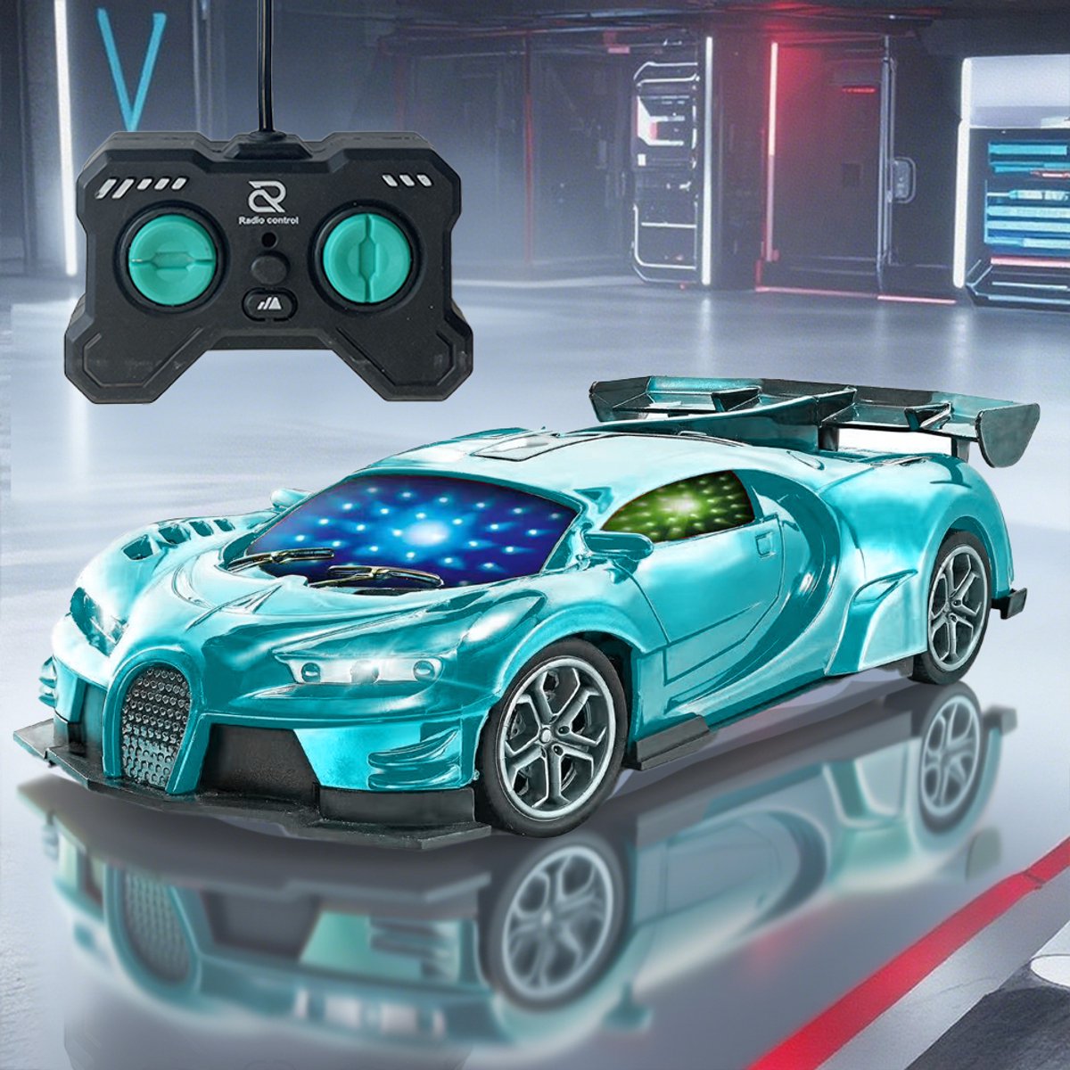 RC Racing Auto - Speelgoed Auto met 3D LED-Verlichting - 1:20 Simulatie - Draadloze Afstandsbediening - Hoge Snelheid - Binnen & Buiten Gebruik - Voor Kinderen - Groen
