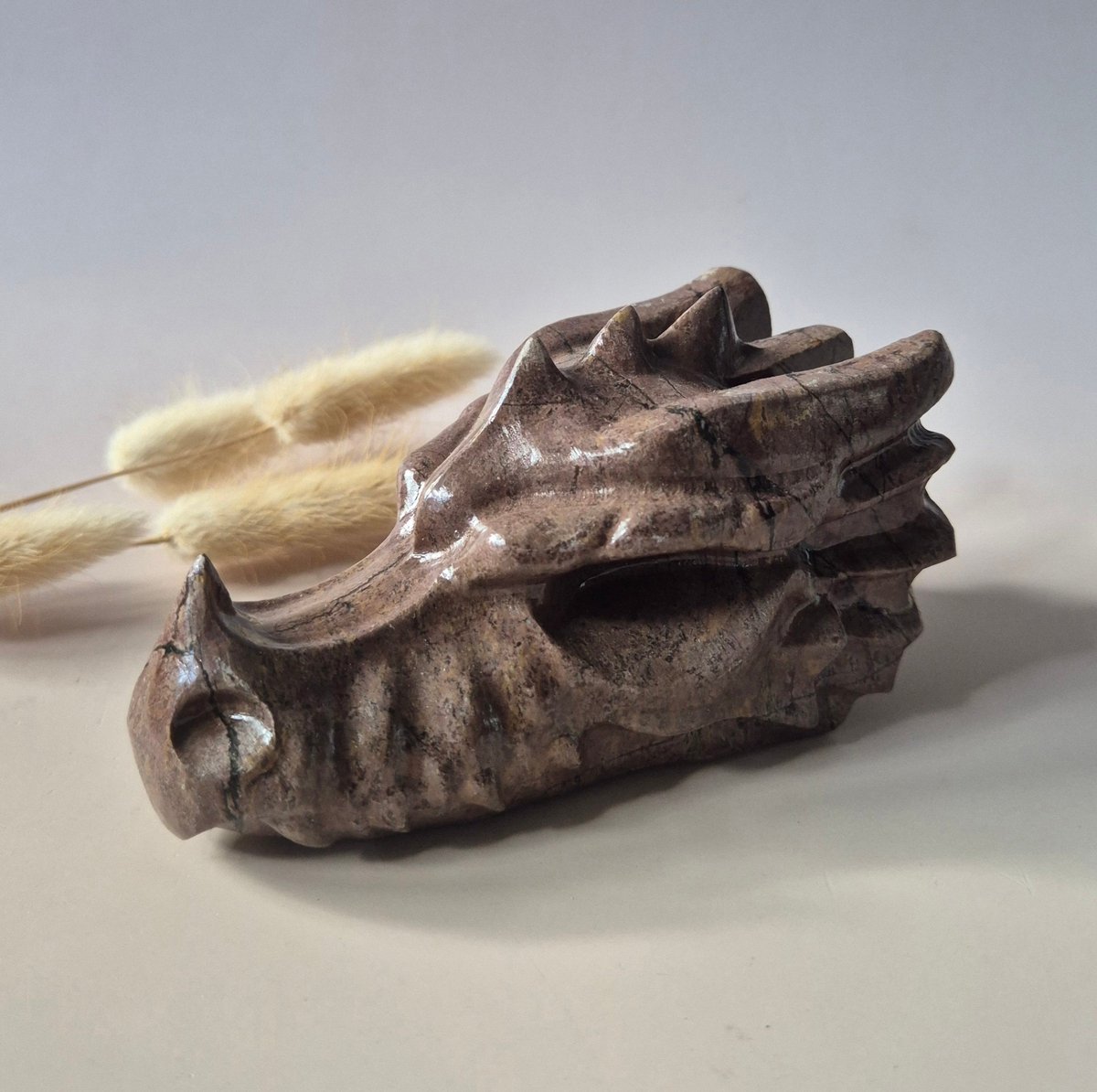 Picture Jasper Drakenschedel 12 cm – Handgeslepen Edelsteen Dragon Skull