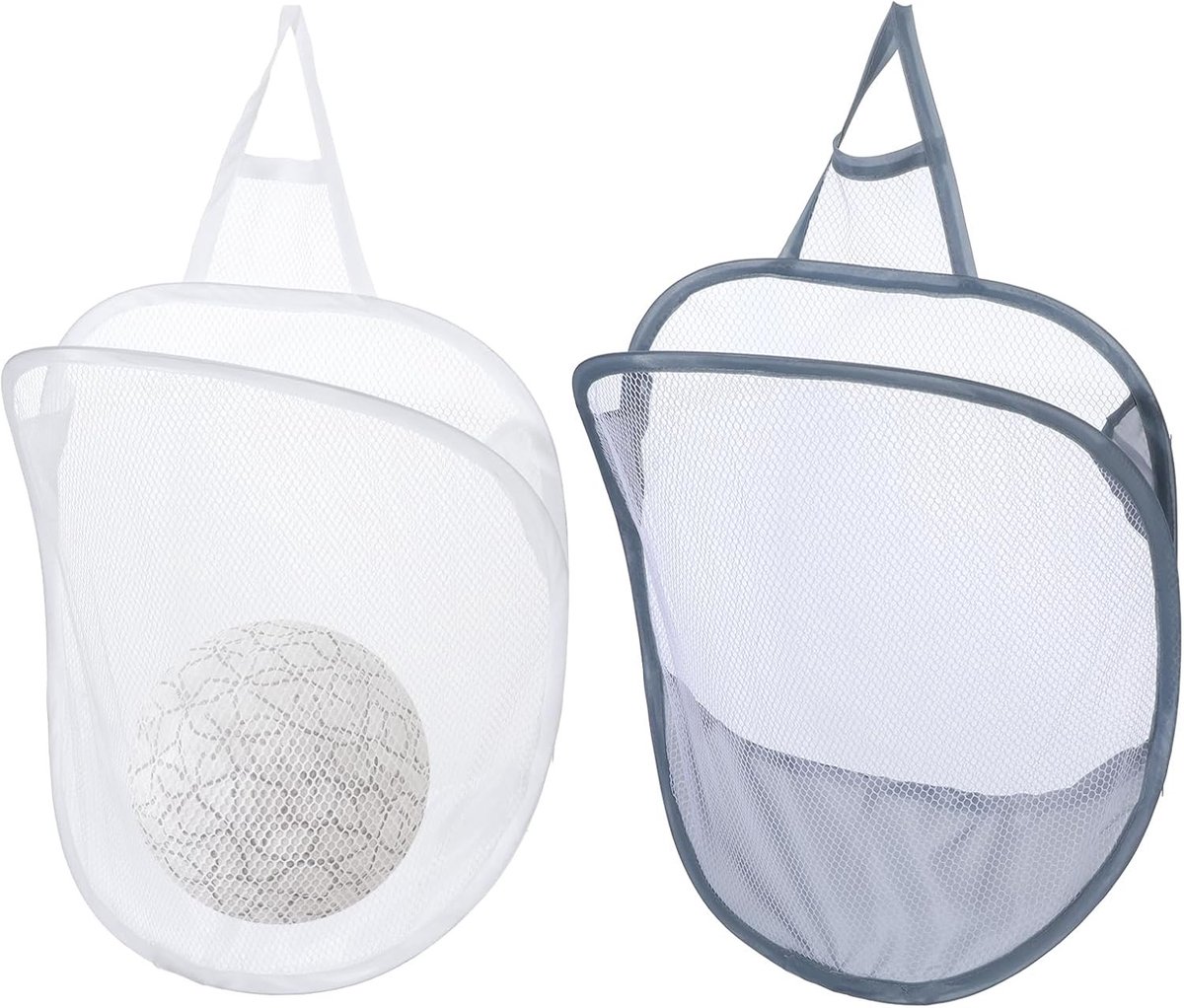 Hanging Wasmanden Set van 2, Muurwasmand met Plakhaak, Ideaal voor Thuis, Kamperen en Hotels, Ruimtebesparend en Handig voor Wasgoed