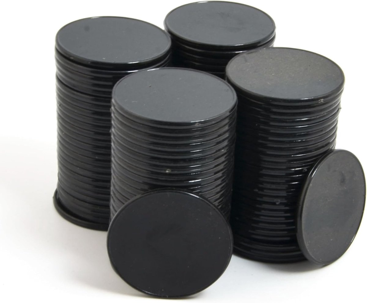 Opaque Plastic Poker Chips in Zwarte Kleur met Opbergdoos - 100 Stuks van 32mm voor Spellen en Toernooien