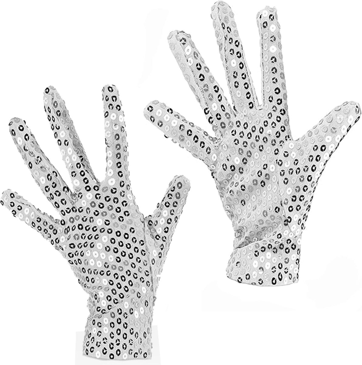 Zilveren paillettenhandschoenen voor volwassenen, glitterhandschoenen voor feest, carnaval, Halloween en cosplay accessoires