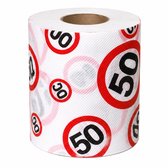 50 jaar verjaardag cadeau - wc/toiletpapier - 25m - feestartikelen - verkeersborden funny print