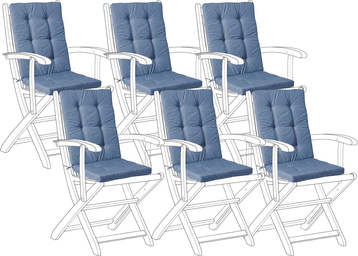 JAVA/AMANTEA - Tuinkussen set van 6 - Blauw - Polyester