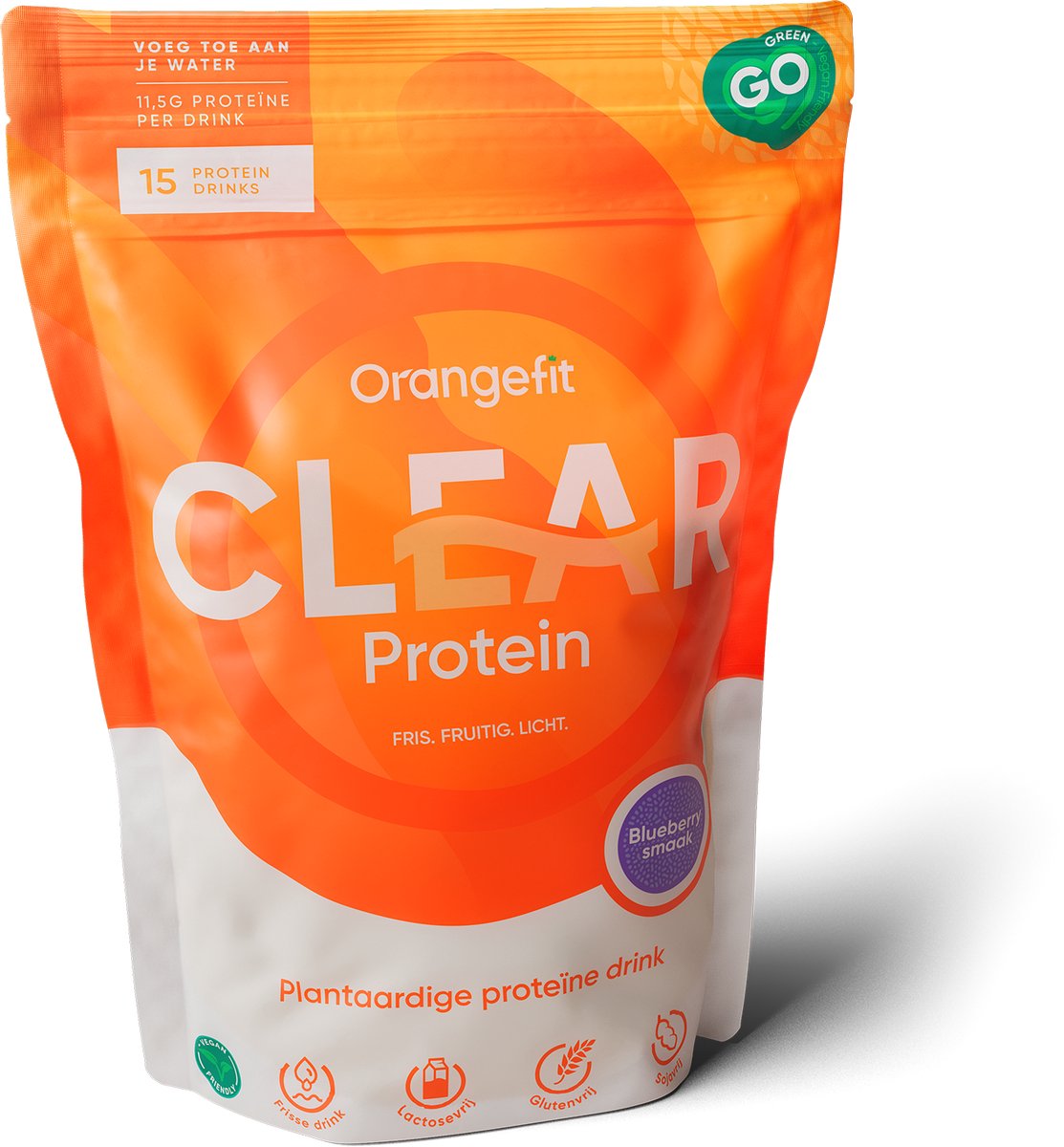 Orangefit Clear Protein - Vegan Proteïne Shake - 240g (15 drinks) - Tropical - Plantaardig Eiwitpoeder - Perfect Voor Je (Pre) Workout!