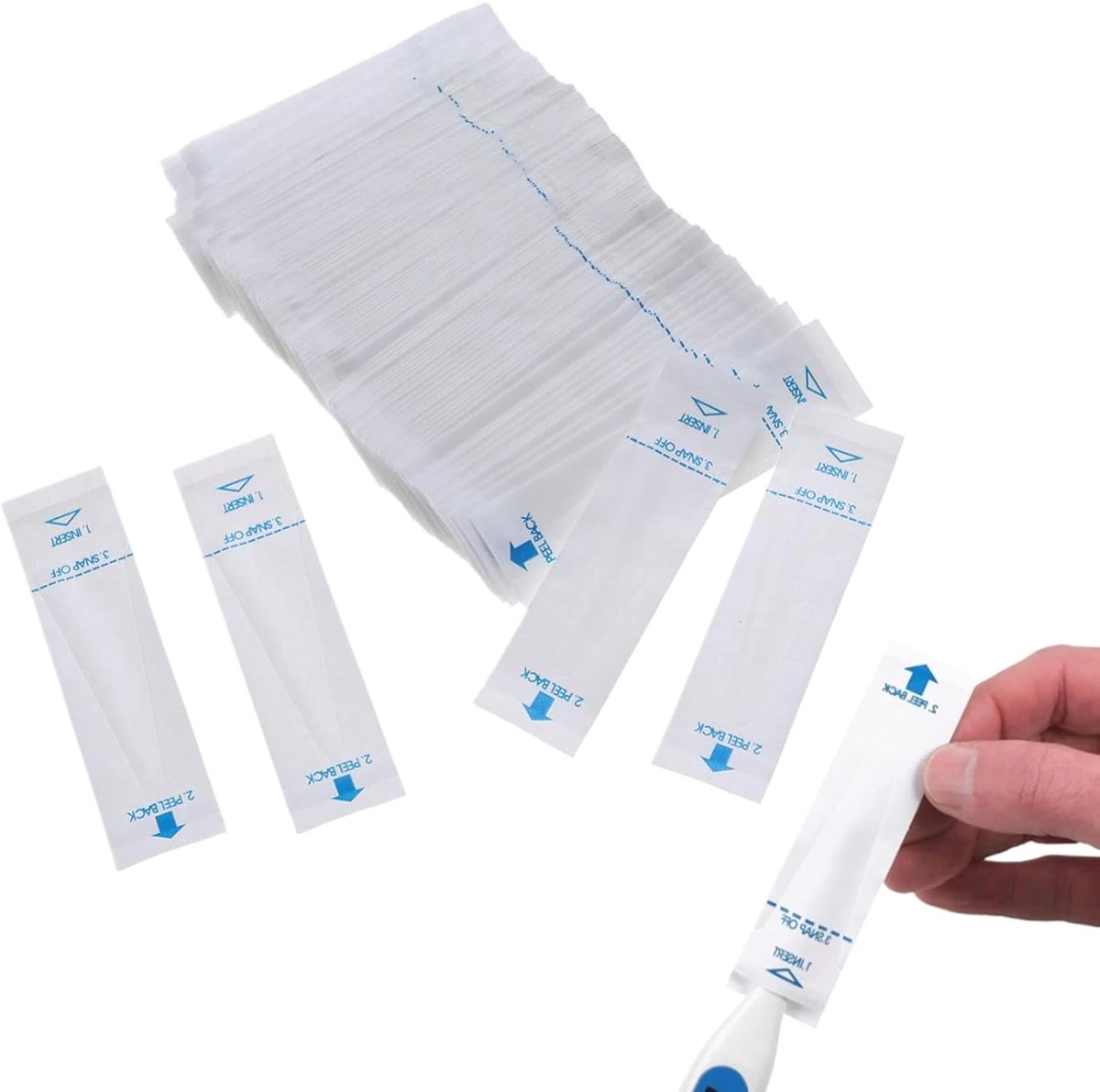 SnelShoppen - Pack van 100 Thermometer Beschermhoezen - Wegwerp Probe Covers voor Elektronische Koortsthermometers - Universele Pasvorm voor Mond, Rec