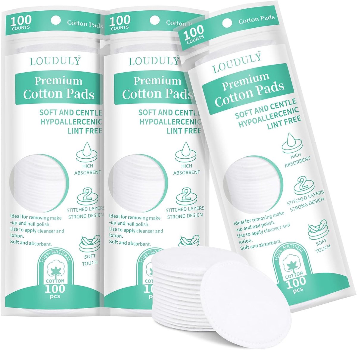 SnelShoppen - Makeup Remover Pads 300 Stuks - 100% Katoen - Hypoallergeen en Zacht - Geschikt voor Alle Huidtypes - Perfect voor Gezicht en Ogen