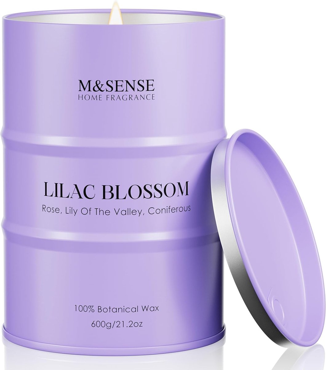 SnelShoppen - Geurkaarsen Soy Wax Lilac Blossom 600g - Langdurige Aromatherapie Kaars voor Stressverlichting, Meditatie, Yoga, Spa - Perfecte Housewar