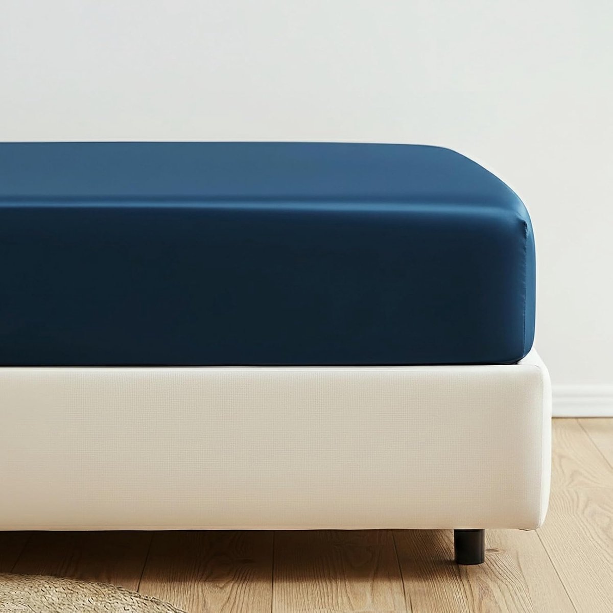 SnelShoppen - Fitted sheet 90 x 200 cm, blauw, 100% katoen, Oeko-Tex gecertificeerd, geschikt voor boxspring en waterbedden, elastische hoeslaken voor