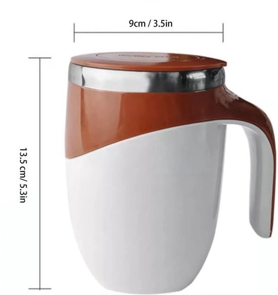 Dailygoods - Elektrische Magnetische Roerkoffiemok - Automatische Mengbeker - Bruin - Reisbeker voor Koffiemelk en Cacao - 380ML - Handig voor Reizen — afbeelding 2