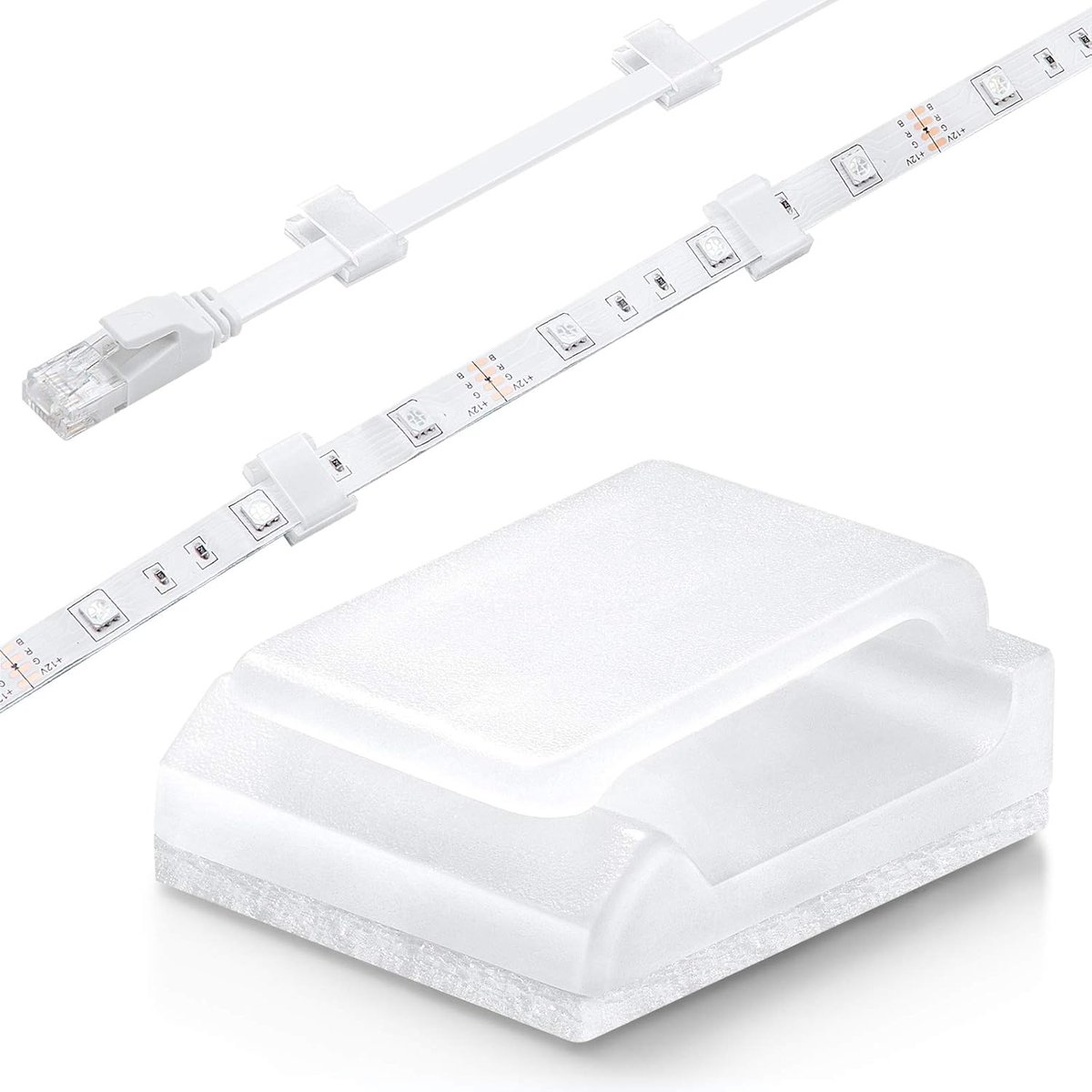 SnelShoppen - 100 Stuks Self Adhesive Kabel Clips voor Kabelbeheer - Geschikt voor LED Strips, USB en Internet Kabels - Eco-vriendelijk PA66 Materiaal
