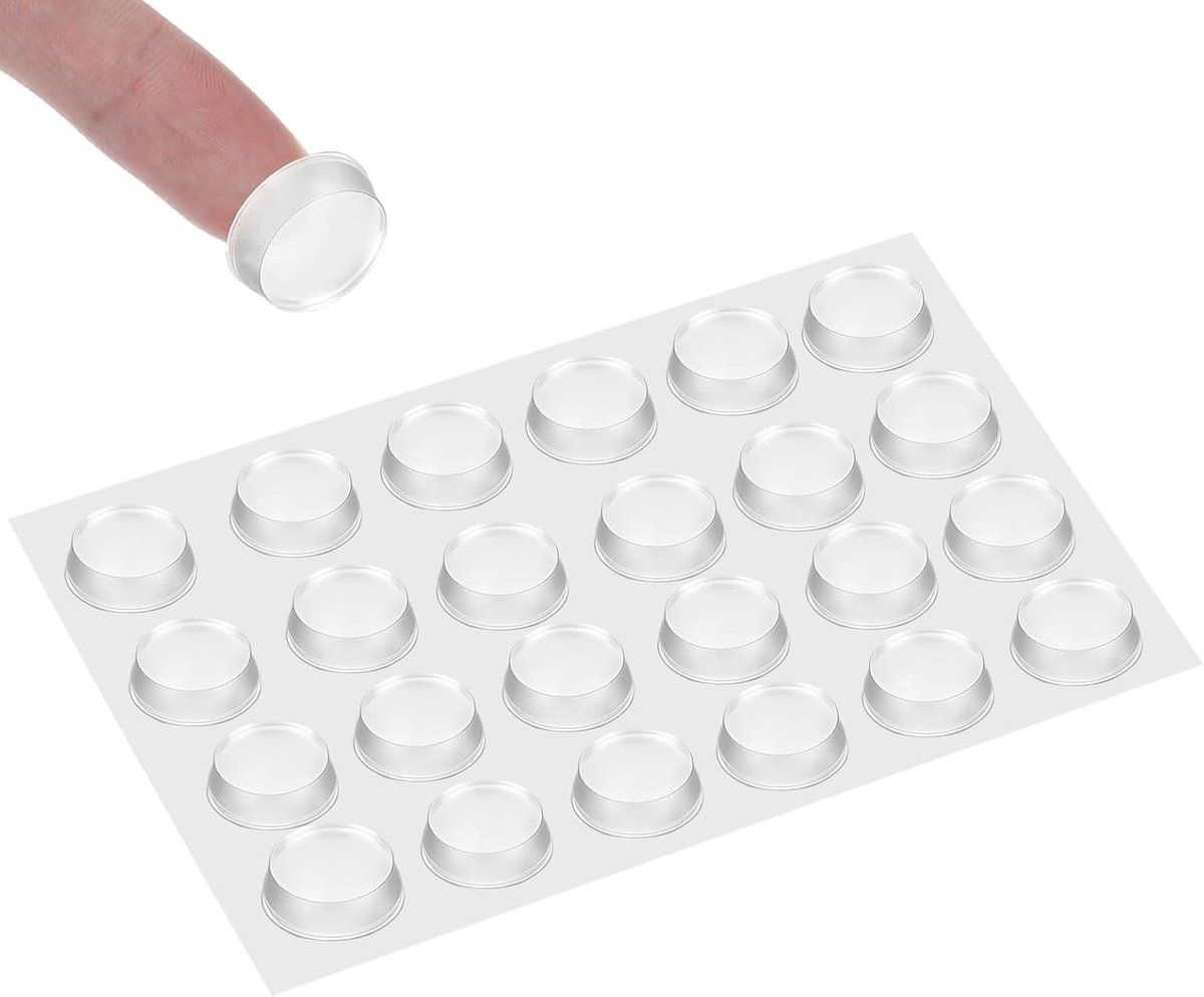 SnelShoppen - Pack van 24 Antislip Pads voor Glas, Tafel, Elastische Buffer, Transparant, Rubber Noppen voor Meubels, Keukenkasten, 19 mm, 5 mm Dikte