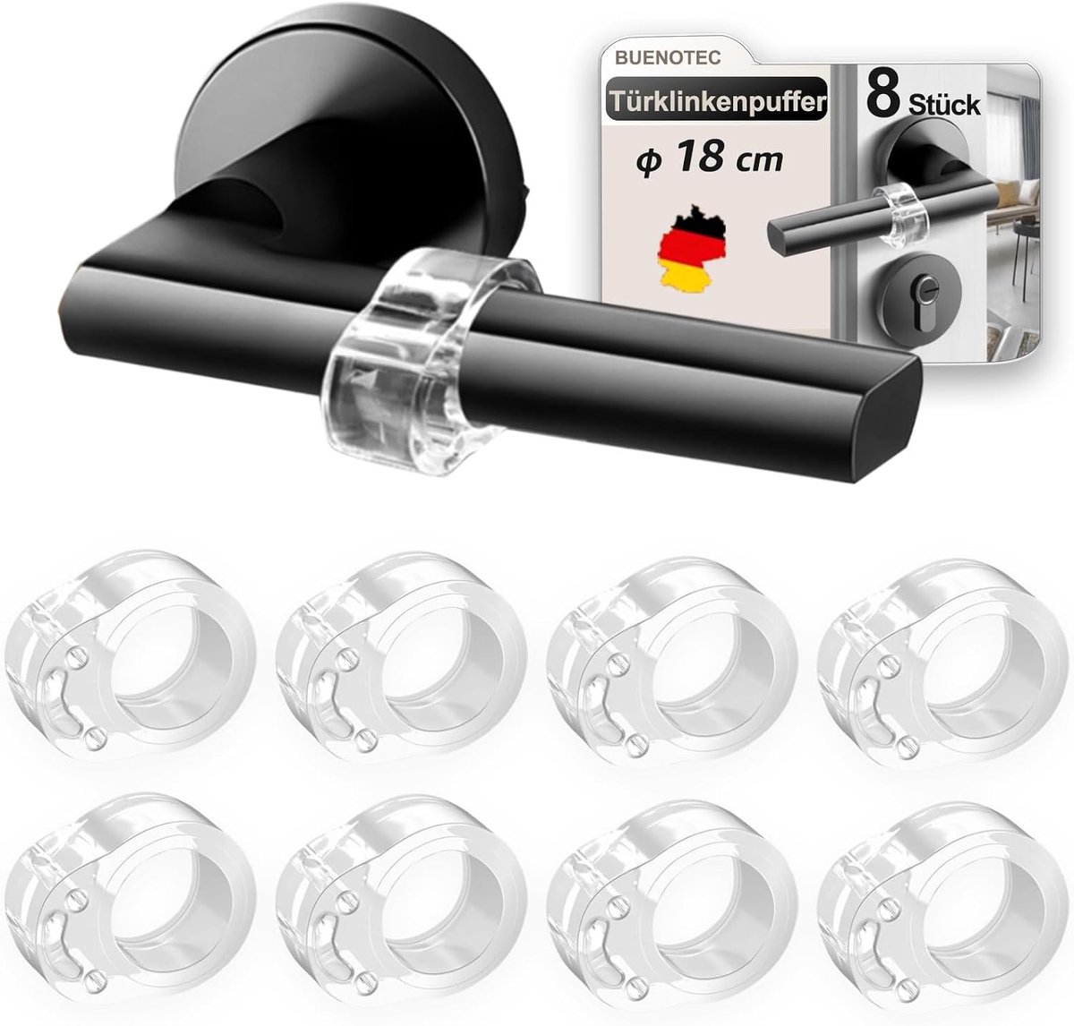 SnelShoppen - Set van 8 Transparante Deurbuffers - Deurstopper voor Deur- en Raamhendels - Bescherming tegen Schade met Hoogwaardige Silicoon - Diamet