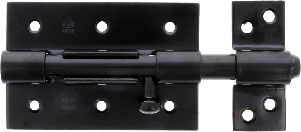SnelShoppen - Spanning bolts voor houten deuren - 120 x 67 mm - 8 mm gat - Veiligheidslat voor badkamer, slaapkamer, kantoor - Zwart staal