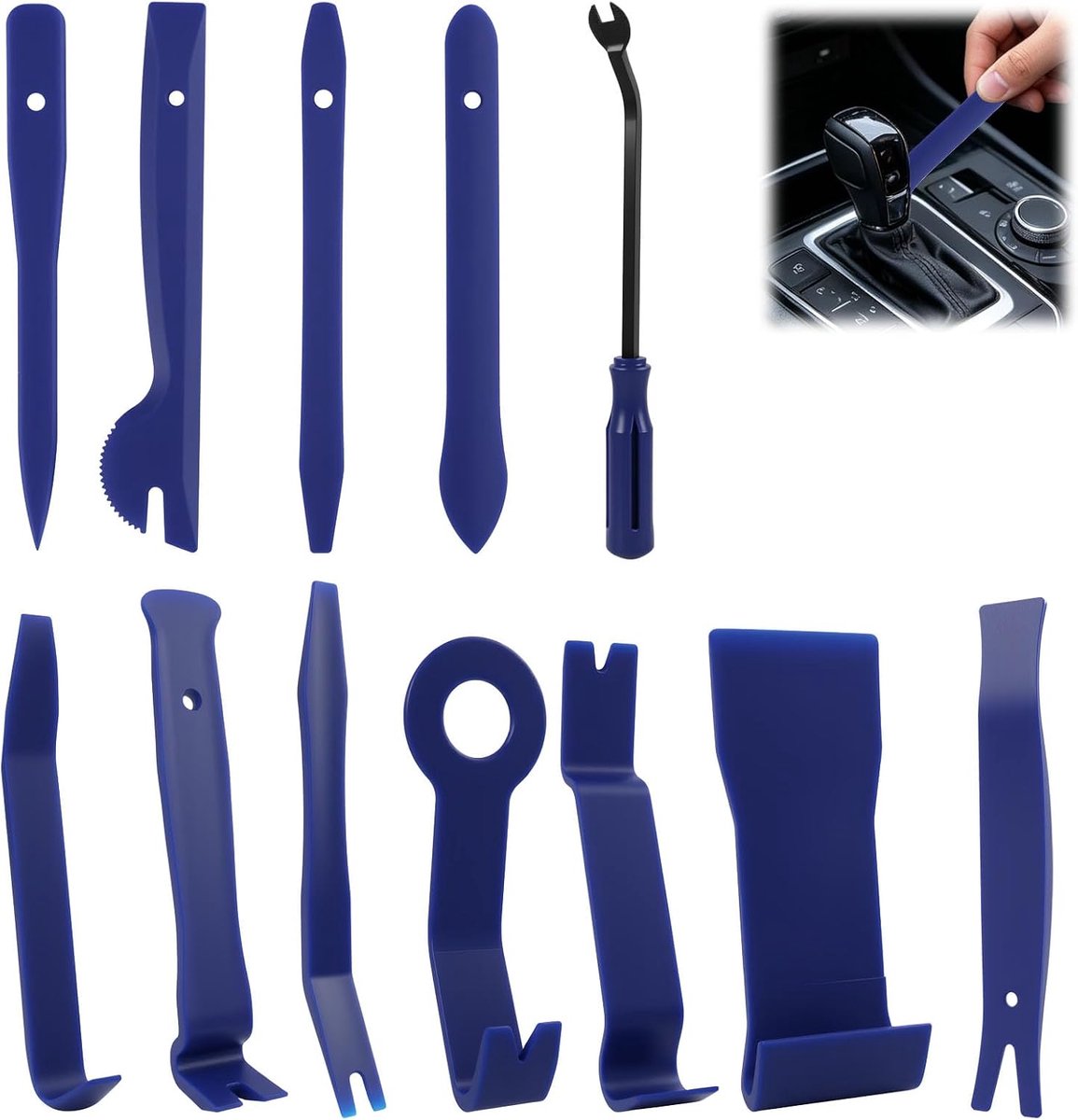 SnelShoppen - 12-delige demontagegereedschapset voor autobekleding, kunststof demontagetools voor interieur en exterieur, deurpanelen, dashboards, aud