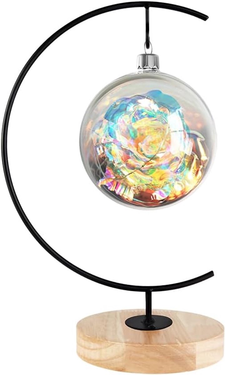 SnelShoppen - Ornament Display Stand Hout en IJzer - Hangende Standhouder voor Glas Globe Terrarium Bal - Perfect voor Kerst, Bruiloft en Thuisdecorat