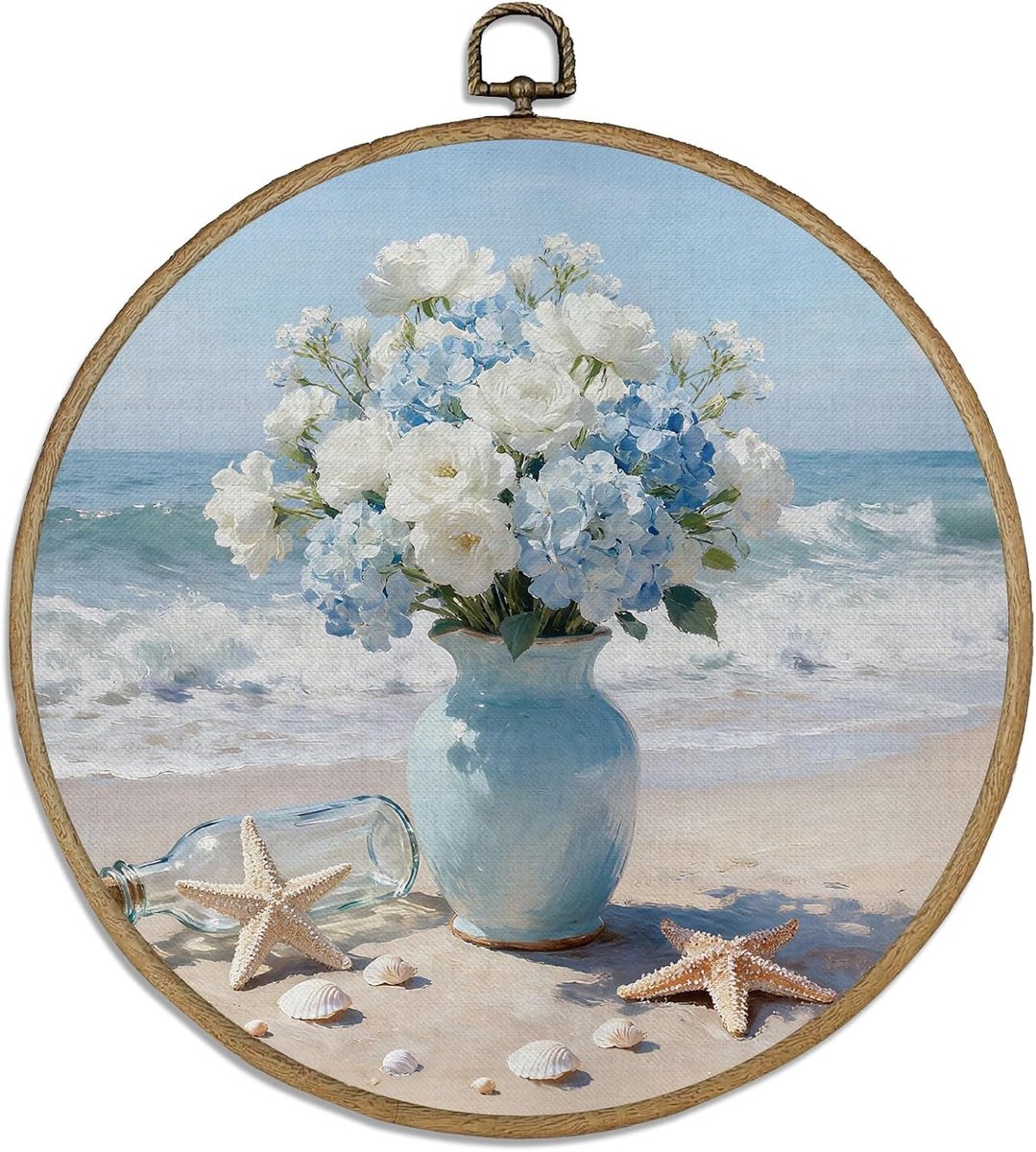 SnelShoppen - Decoratieve Muurdecoratie 25 cm Ronde Vaas met Sterrenbeeld, Vintage Haken, Strandthema, Strak Ontwerp voor Woonkamer, Hal, Trap, Huisde