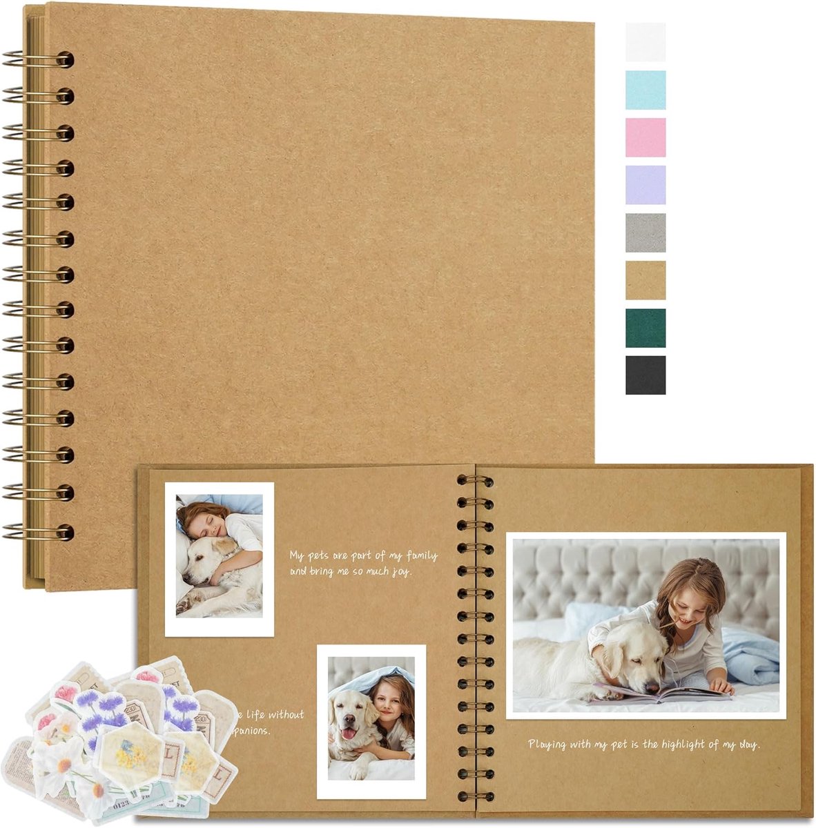 SnelShoppen - DIY Scrapbook Fotoalbum Kraft Papier 20.5x20.5cm 40 Pagina's Khaki - Perfect voor Bruiloft, Verjaardag en Herinneringen