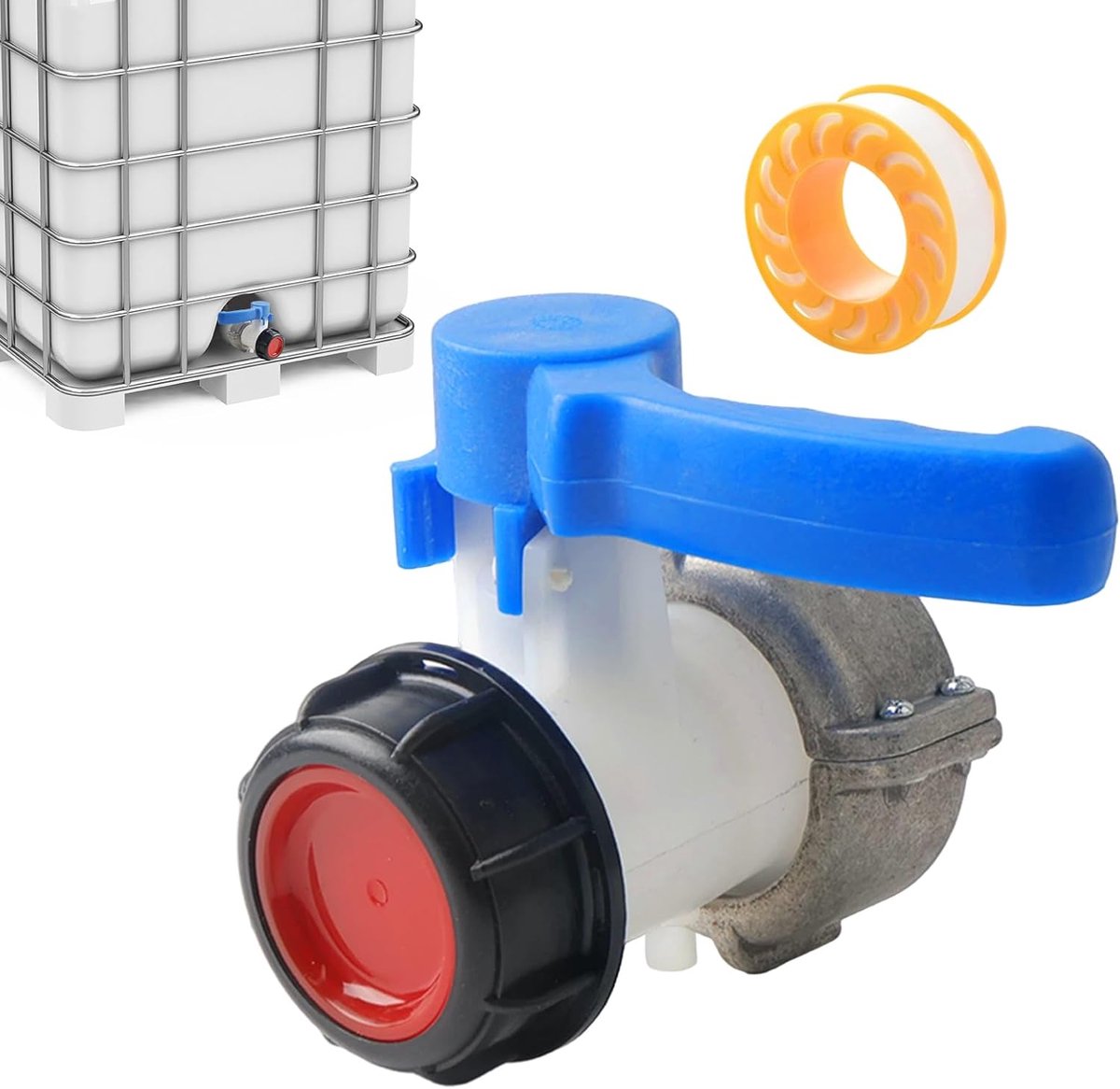 SnelShoppen - IBC Adapter Kogelkraan DN50 75 mm - IBC Container Klapkraan voor Waterafvoer - Afsluitkraan, Afvoerkraan, Klepkraan - Tankaccessoires vo