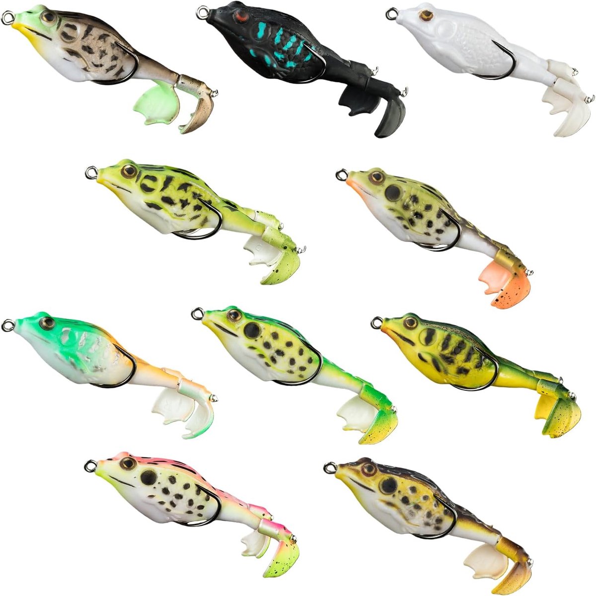 SnelShoppen - 10 Stuks Kikker Visaas Dubbele Propeller - Realistisch Design Siliconen Zwemaas voor Snoek, Bas, Forel - 9 cm, 13 g - Ideaal voor Zoetwa