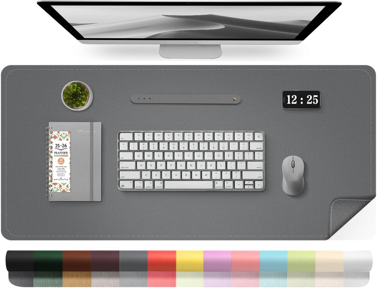 SnelShoppen - Luxe Leren Bureau Pad Beschermmat met Antislip Suède Onderkant, Waterdichte Computer Desk Mat, Makkelijk Schoon te Maken Muismat en Schr