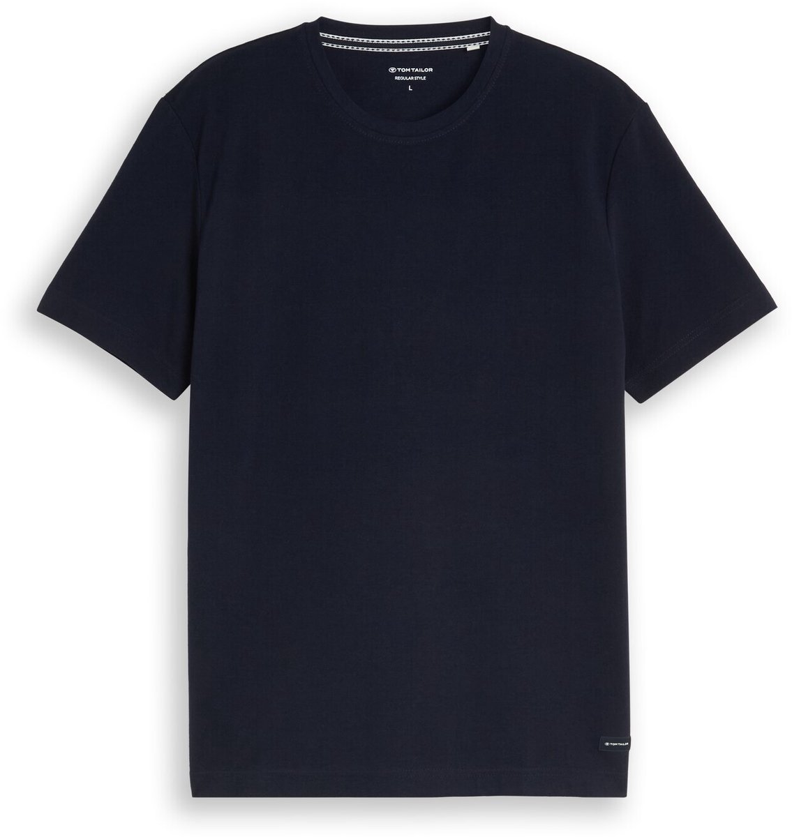 Tom Tailor - Piqué T-shirt met logobadge - Maat XXXL - sky captain blue