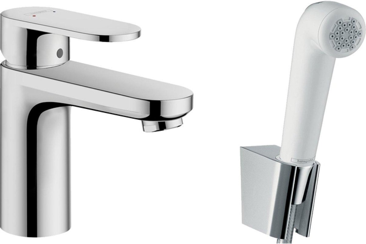 Hansgrohe Vernis Blend 1 greeps wastafelkraan - 100 met handdouche en doucheslang - 160cm - hoogglans chroom