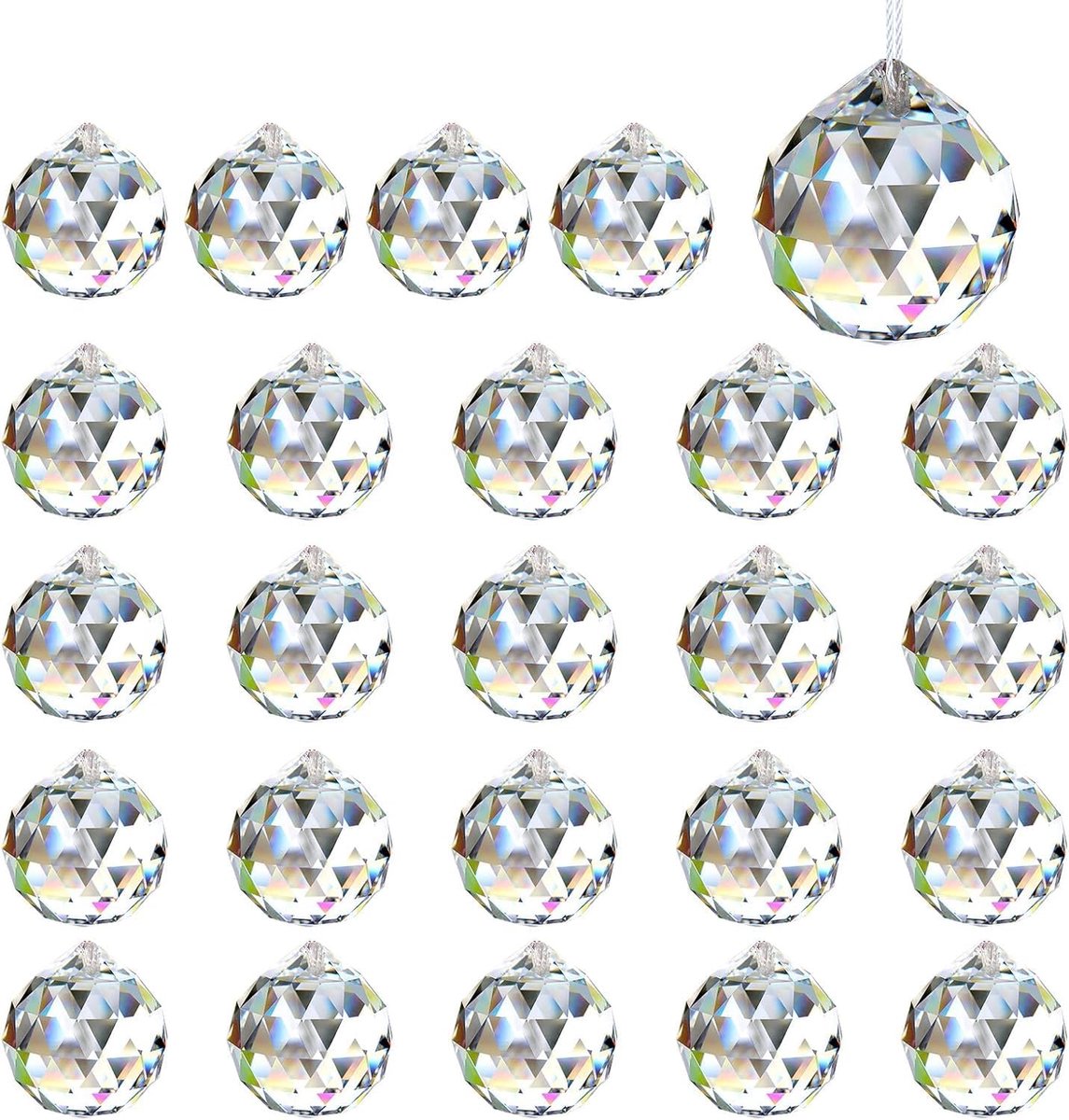 SnelShoppen - Prism Sun Catchers 24 Stuks 24 mm Kristallen Hangende Regenboog Pendels voor Ramen, Chandeleirs, Feng Shui Decoratie
