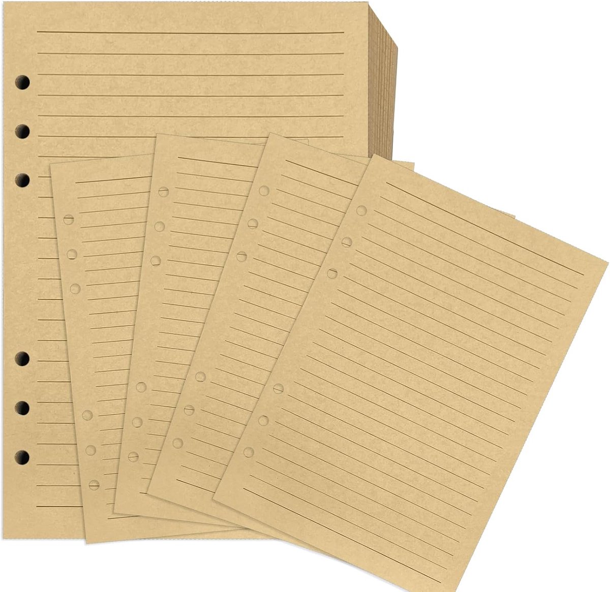 SnelShoppen - A5 Navulpapier Gelinieerd Papier 3 Stuks Kraftpapier - Perfect voor Notities, School, Kantoor en Creatieve Projecten