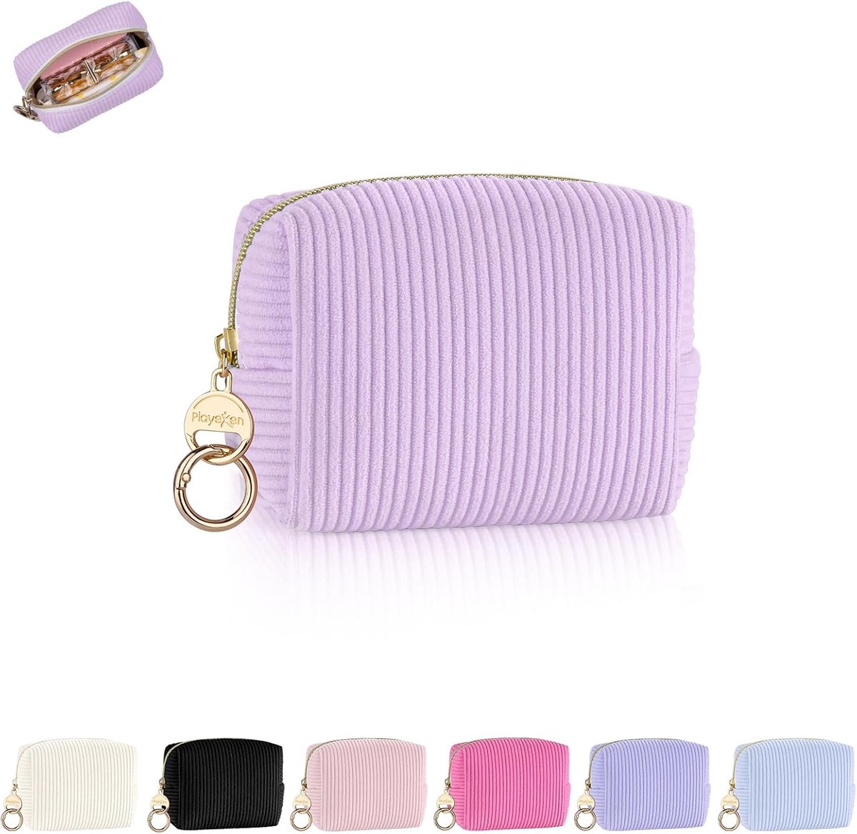 SnelShoppen - Travel Toiletry Bag Meisjes Makeup Tas Corduroy Stof Zip Toilettas Vrouwen Make-up Organizer Compact Cadeau Verjaardag Vriendinnen Moede