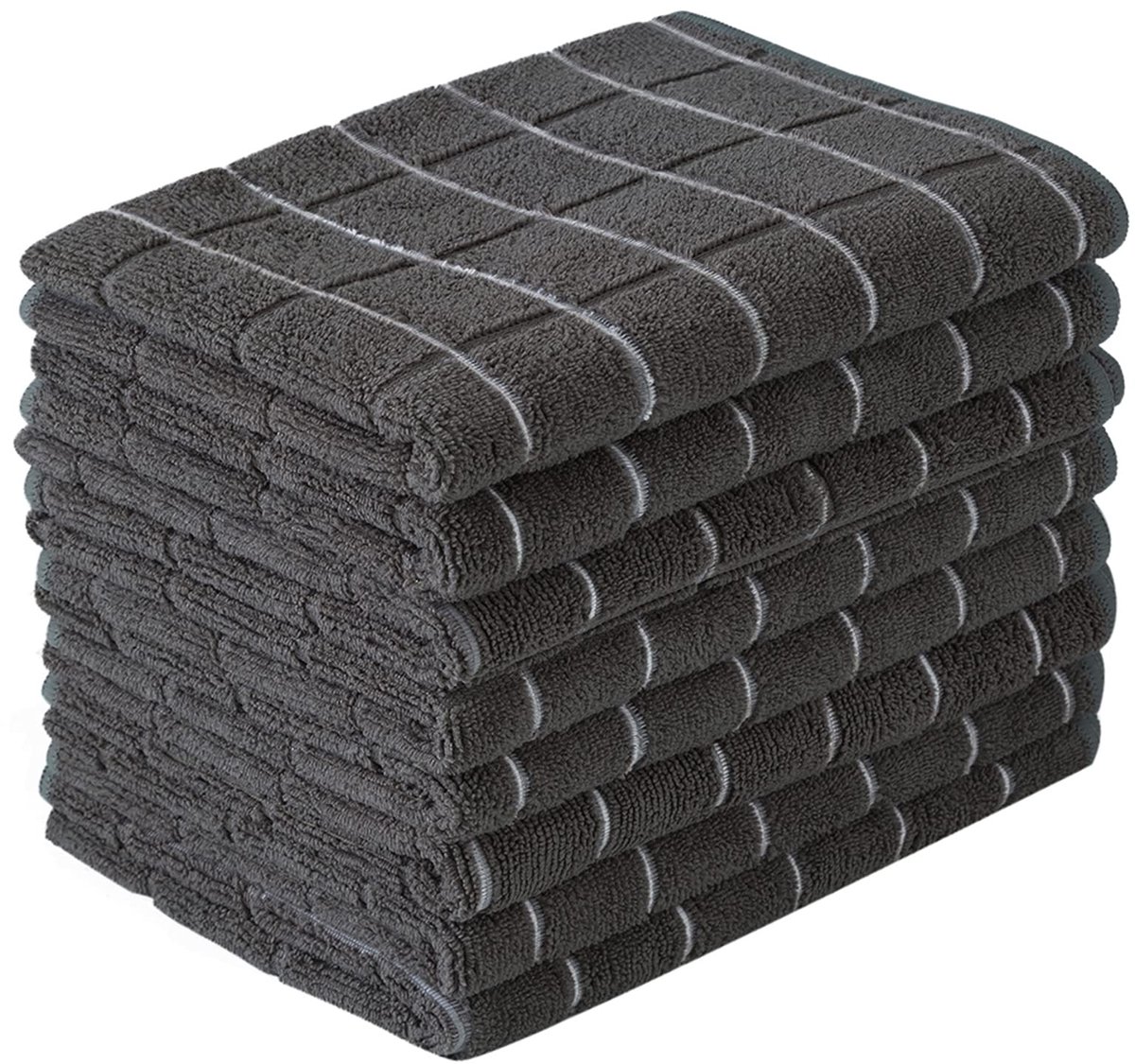 SnelShoppen - Microvezel Theedoeken - Zachte en Super Absorberende Keukenhanddoeken - Pluisvrije Keukenhanddoeken - 8 Stuks - Lattice Ontwerp Zwart -
